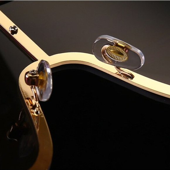 Oversize square purple and pink gradient sunglasses shades, golden frame - Picture 5 of 8